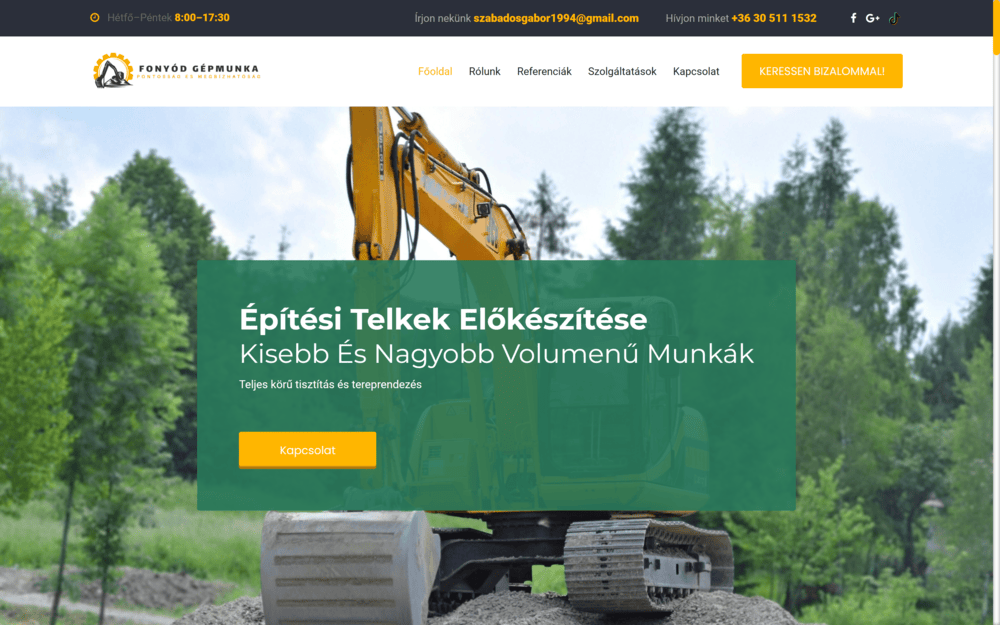 A webgyár egyik referenciája: fonyodgepmunka.hu